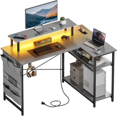 Gaming bureau - Gaming desk - Hoekbureau - 110x80 cm - Grijs - HLONONE
