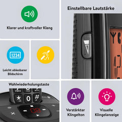 Doro PhoneEasy 105wr Duo draadloze telefoon met handset incl. oplader zwart, 380104 •