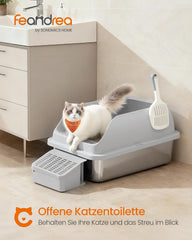 Kattenbak - Kattentoilet - 48x38x38 cm - Grijs - Feandrea