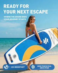 Sup Board - Opblaasbaar Paddle Board - 200 kg - Wit/Blauw - SOLAVERO •