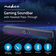 NEDIS Gaming-luidsprekers | Luidsprekerkanalen: 2.0 | Stroomvoorziening via USB | 3,5 mm stekker | 30 W | LED | volumeregelaar | aansluitingen - uitgang: 1x 3,5 mm