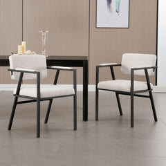 Eetkamerstoelen - Set van 2 - Met armleuning - Beige - Wahson
