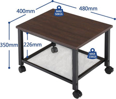 FITUEYES Printerstandaard van hout, metaal, gaas, rustiek bruin, met wielen, keuken- en serveerwagen, 48x40x35cm PS204801MW
