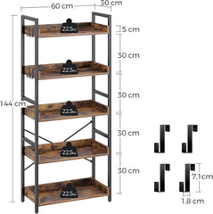 Boekenkast - Boekenrek - Wandkast - 30x60x144 cm - Bruin - Rolanstar