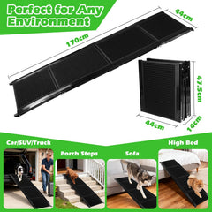 Hondenhelling voor de auto, inklapbaar, 170 cm, inklapbare hondenhelling met antislip oppervlak, hondenhelling voor SUV, vrachtwagen en outdoor trappen, stabiele helling voor grote en - Nobleza