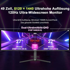 Gaming Monitor - Beeldscherm computer - 49 inch - Curved - 120Hz - DQHD - Amzfast