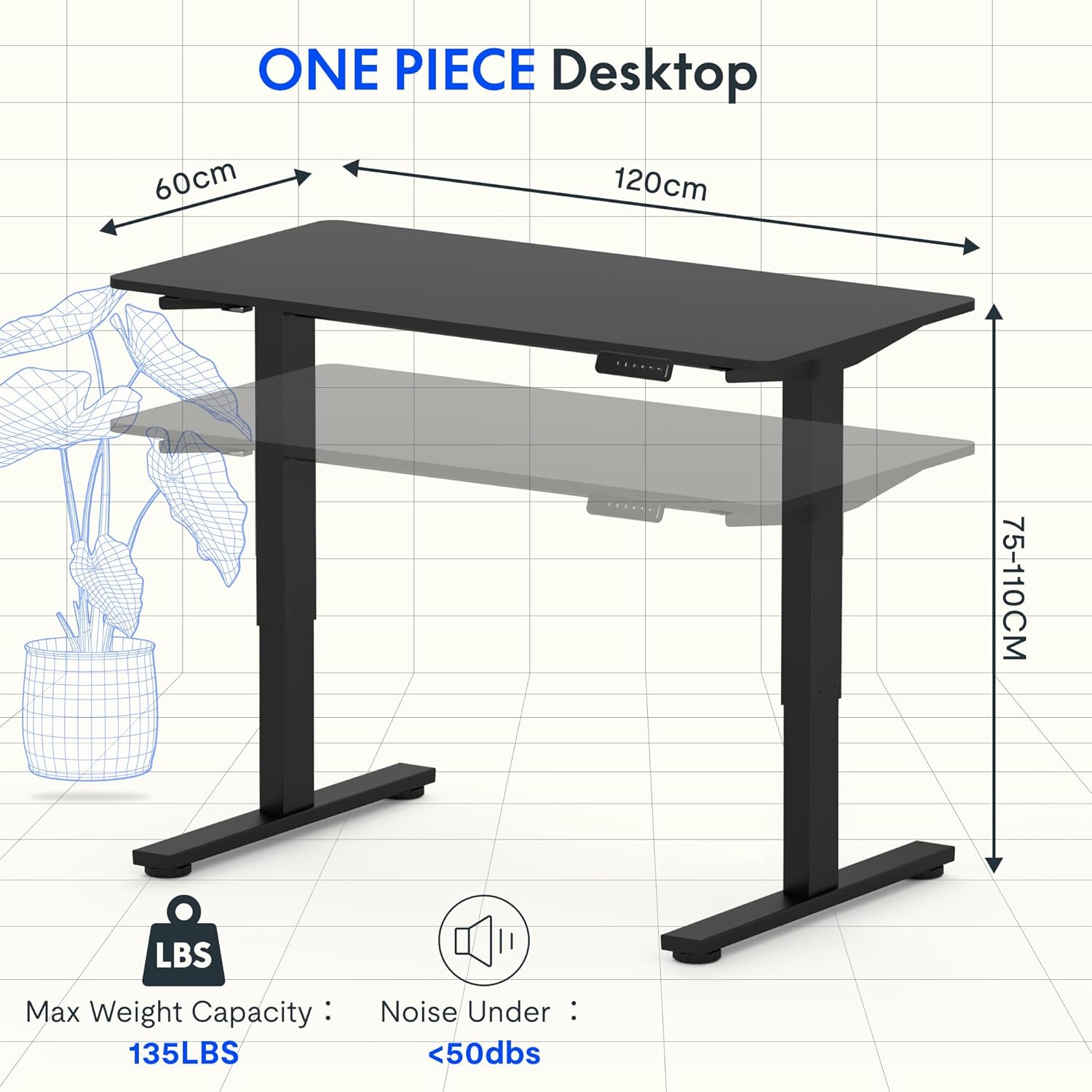 FLEXISPOT FQ Pro Elektrisch Hefbaar Bureau 120x60cm, Hefbaar Bureau met Volledig Tafelblad, Obstakel Retractie, 4 Geheugenfuncties, Staand Bureau voor Kantoor & Thuis & Telewerken, Wit