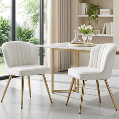 Ya-Home Eetkamerstoelen, set van 2, moderne keukenstoelen, fluweel, beige