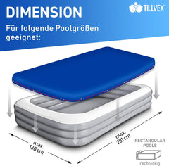 Tillvex® Zwembad zonnezeil - Afdekzeil - 221x150cm - Blauw