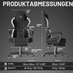 Ergonomische Bureaustoel - Office Chair - Gamestoel - Volwassenen - Zwart/Grijs - Ferghana