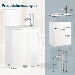 Wastafelkast - Wastafelmeubel - Wastafelonderkast - 40,6 cm - Wit - UEV