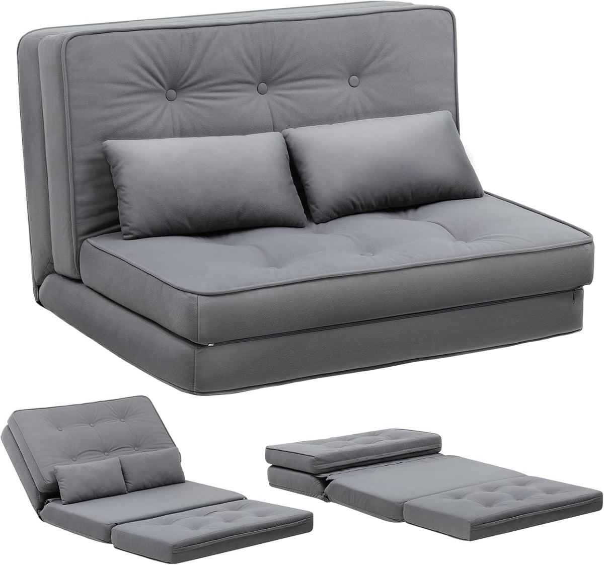 Slaapbank 2 persoons - Logeerbed - Bedbank - 90x210 cm - Grijs - COMHOMA