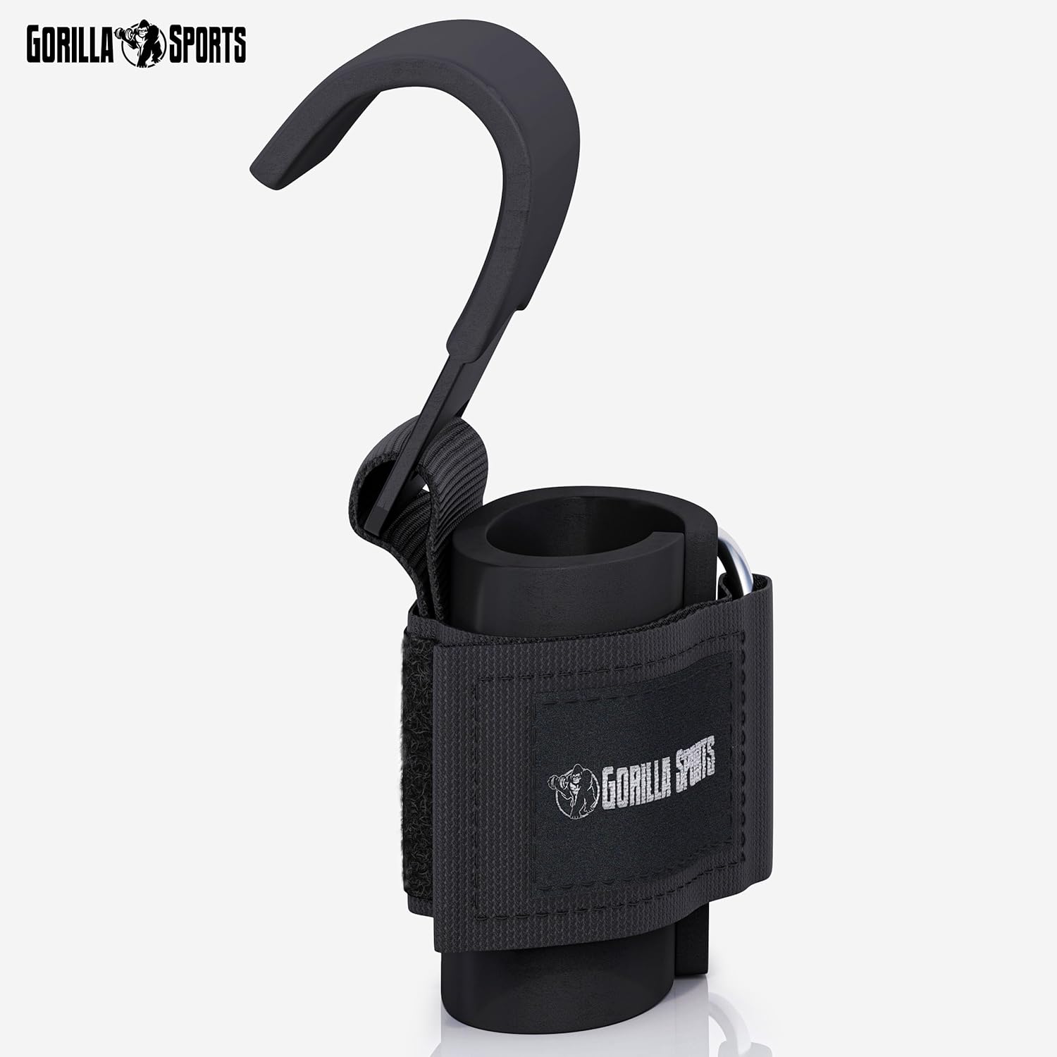 Gorilla Sports® Lifting Straps met metalen haken, set van 2 stuks, met klittenbandsluiting, zwart