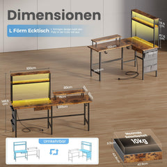Gaming bureau - Gaming desk - Hoekbureau - 170x100 cm - Bruin - HLONONE