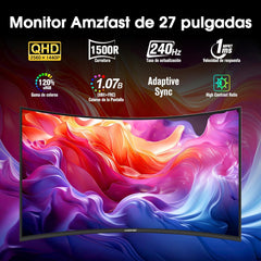 Gaming Monitor - Beeldscherm computer - 27 inch - Curved - 240Hz - QHD - Amzfast
