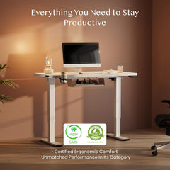 Zit sta bureau - Elektrisch - Verstelbaar - 140x60 cm - Wit - QE1W - FLEXISPOT