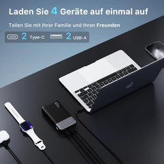 NOBIS Powerbank, powerbank 20.000 mAh, 45 W externe mobiele telefoonbatterijen, snel opladen, externe accu met C naar C-kabel, draagbare oplader met digitaal display voor iPhone, Android laptop, enz.