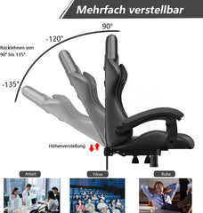 Ergonomische Bureaustoel -  Office Chair - Gamestoel - Volwassenen - Grijs/Zwart