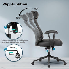 Ergonomische Bureaustoel -  Office Chair - Gamestoel - Volwassenen - Zwart - UEV