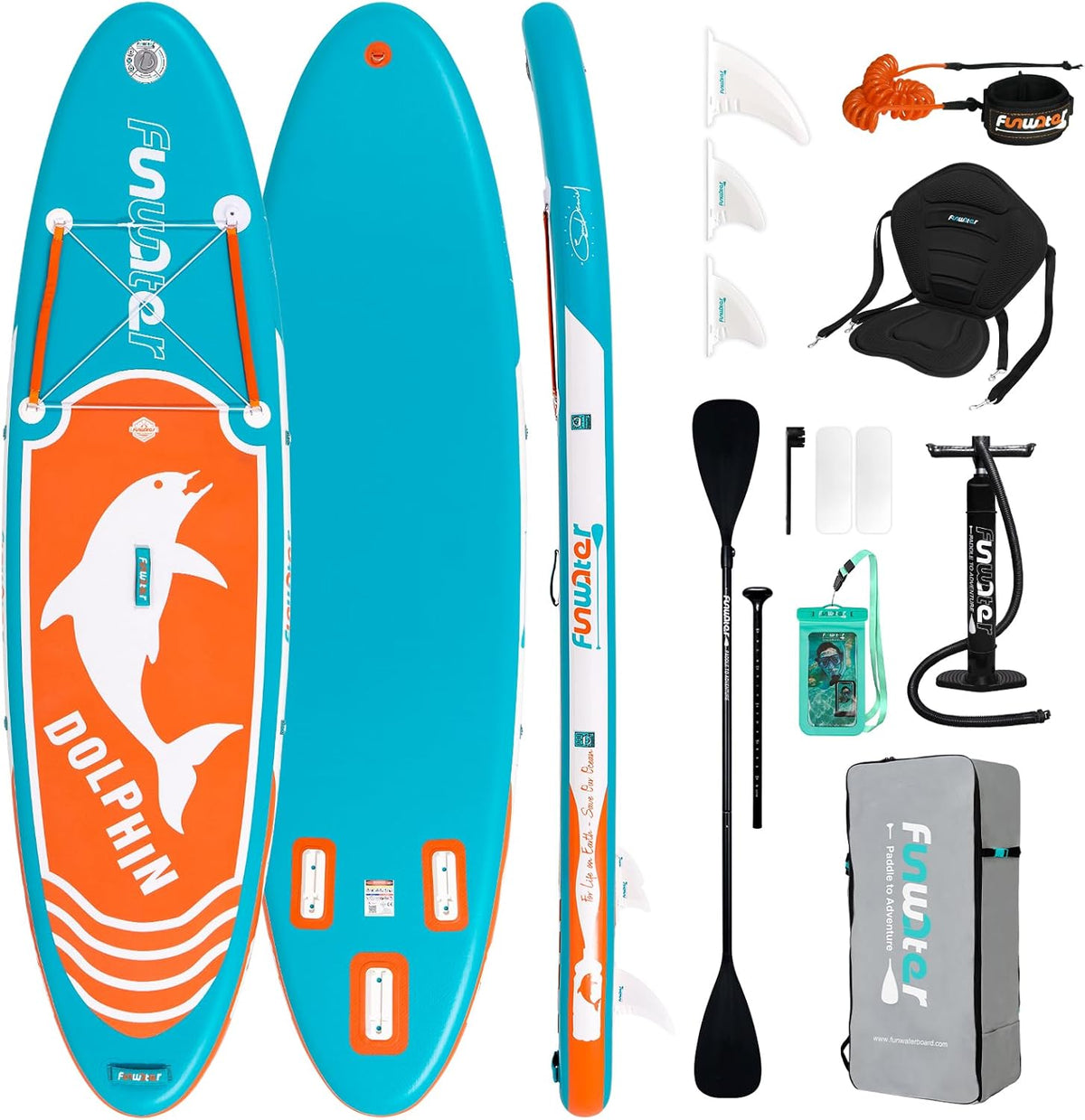 FunWater Stand Up Paddling Board 320 cm - SUP voor 2 personen/gezinnen, met complete accessoires, dubbellaags pvc, beginnersvriendelijk, opblaasbaar paddleboard voor volwassenen en beginners, blauw