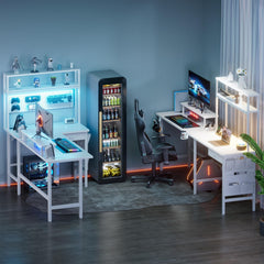 Gaming bureau - Gaming desk - Gaming tafel - 170x100 cm - Wit - HLONONE