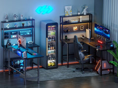 Gaming bureau - Gaming desk - Hoekbureau - 220x50 cm - Zwart - HLONONE