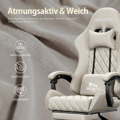 Ergonomische Bureaustoel -  Office Chair - Gamestoel - Volwassenen - Beige - SOLAVERO