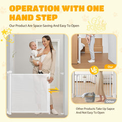 Oprolbaar Traphekje – Veiligheidshekje - Tot 180cm - Baby & Huisdier - Wit - Nobleza