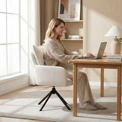 Ya-Home Moderne bureaustoel 360° draaibaar met armleuningen corduroy, wit