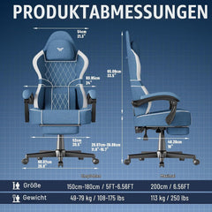 Ergonomische Bureaustoel - Office Chair - Gamestoel - Volwassenen - Blauw - Ferghana