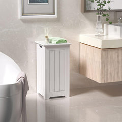Wasmand met deksel - 30x30x61 cm - Wit - COSTWAY