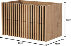 UEV Wastafelonderkast met laden lamellen badkamerkast 80x45x50cm natuur
