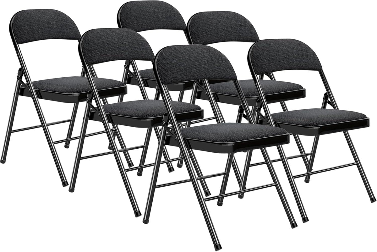 Klapstoelen - Vouwstoelen - Set van 6 - Eettafelstoelen - Zwart - SUGIFT