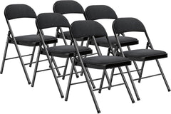 Klapstoelen - Vouwstoelen - Set van 6 - Eettafelstoelen - Zwart - SUGIFT