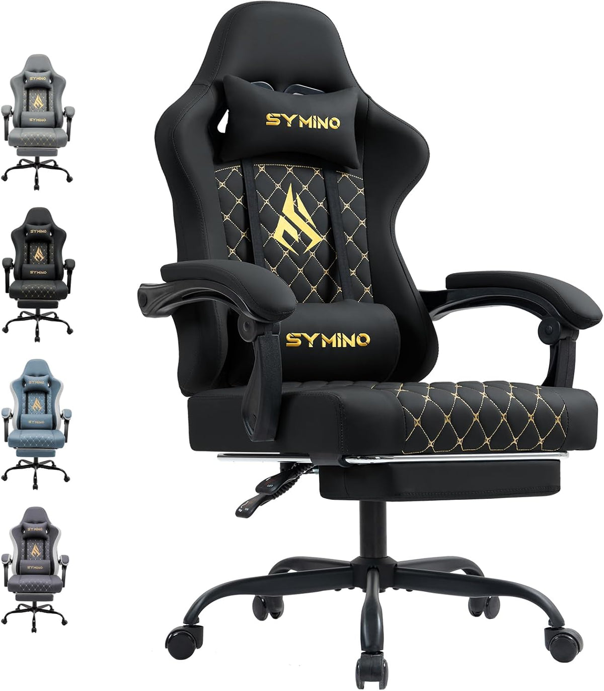 Ergonomische Bureaustoel -  Office Chair - Gamestoel - Volwassenen - Zwart - SYMINO