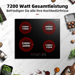 GASLAND Chef IH60BF 4 zones inductiekookplaat, 60 cm inductiekookplaat met sensor-touch-display, kinderbeveiliging, timer