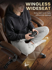 HLDIRECT Gamingstoel met massagefunctie en lendensteun voor volwassenen, Bruin