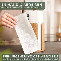 WALDWERK Zewa Keukenrolhouder van echt eikenhout, staand voor alle gangbare keukenrollen, plasticvrije keukenpapierhouder