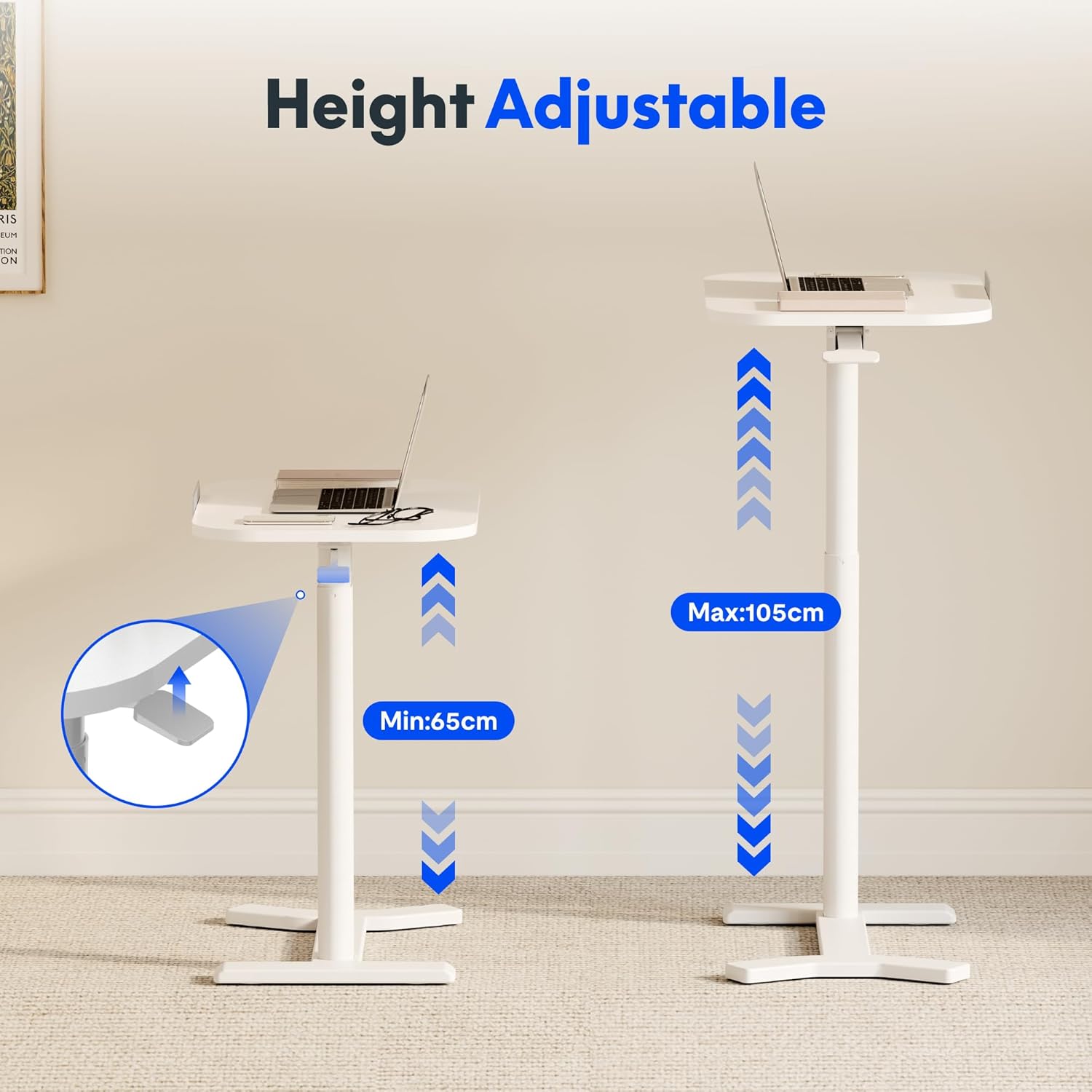 FLEXISPOT Bijzettafel H5 - flexibele laptoptafel en bedtafel met kantelbaar tafelblad, in hoogte verstelbaar en mobiel, ideaal voor bank, bed en leesuren (wit)