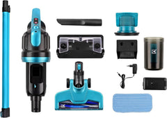 Kalorik TKG SKV 1006 3-in-1 accu-hand- en steelstofzuiger met dweilfunctie, turbo-borstel, Li-Ion 2000 mAh accu, ECO-modus, 2 standen, 120 watt, blauw/zwart