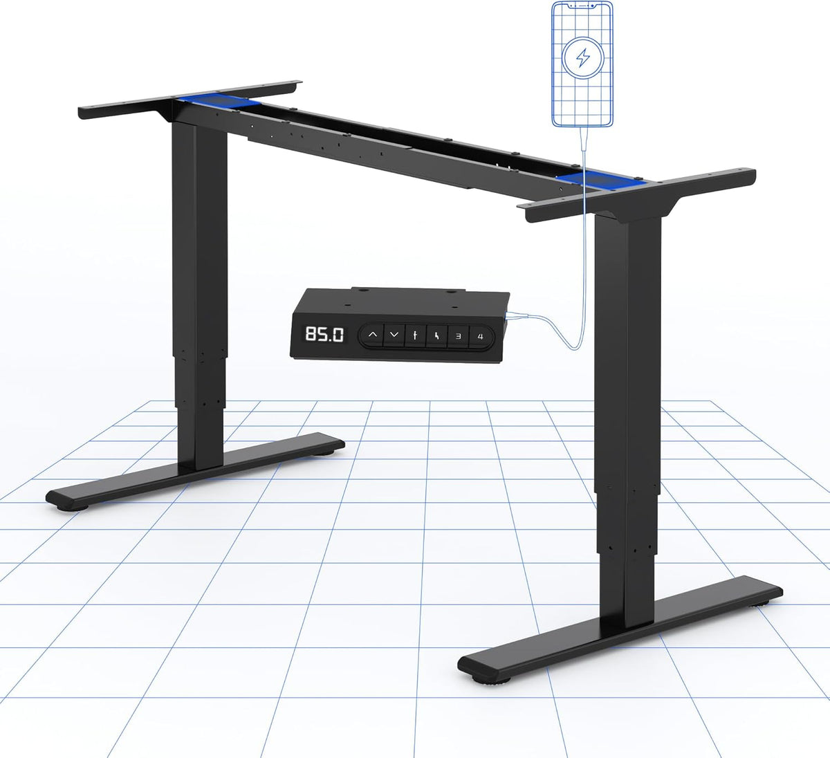 Zit sta bureau - Elektrisch - Verstelbaar - Bureauframe - Zwart - E5B - FLEXISPOT