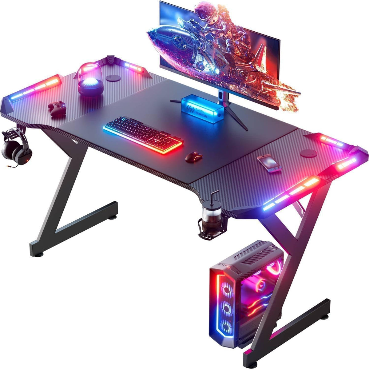 Gaming bureau - Gaming desk - Gaming tafel - 120x60 cm - Zwart - HLDIRECT