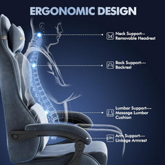 Ergonomische Bureaustoel -  Office Chair - Gamestoel - Volwassenen - Grijs - ST