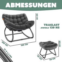 KESSER® Ergonomische schommelstoel - Relaxstoel - Antislip - Antraciet •