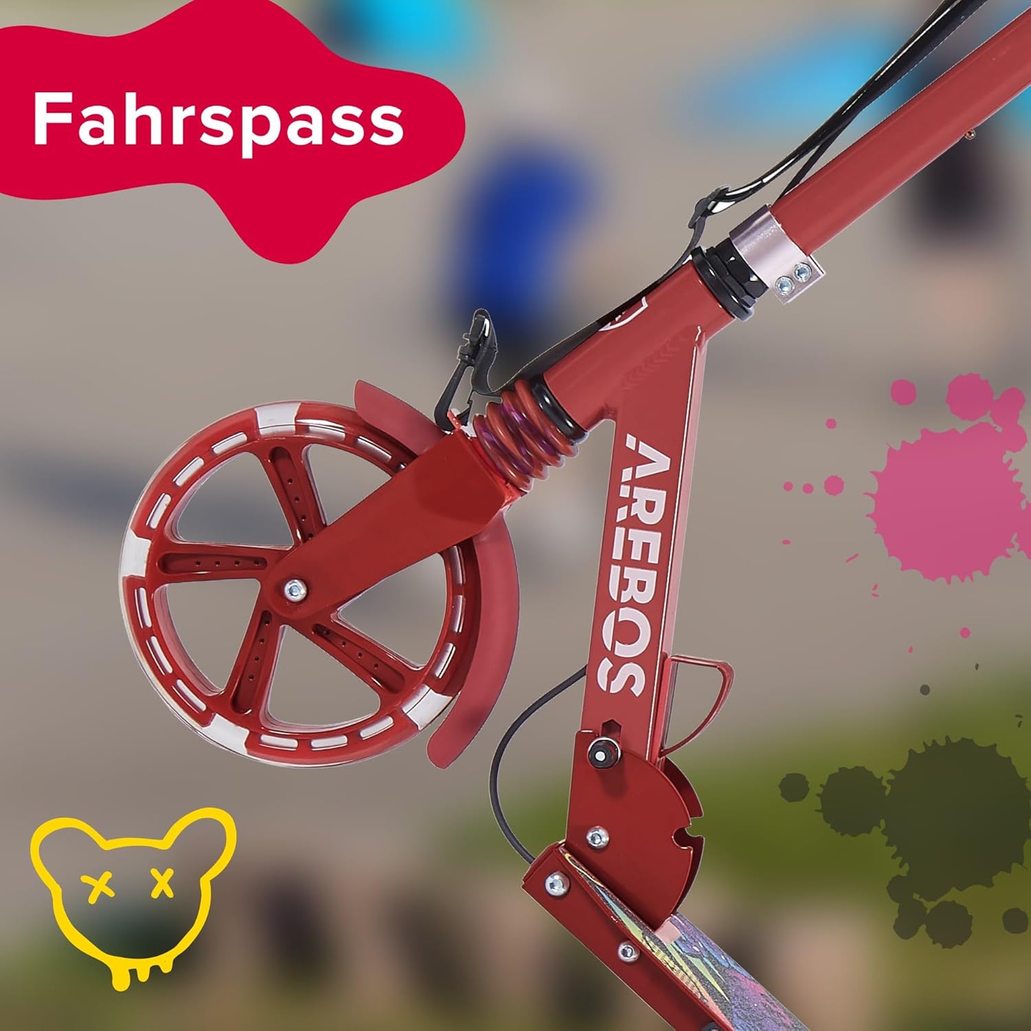 Kinderstep - LED Wielen - Verstelbaar - Vouwbaar - Rood - Arebos
