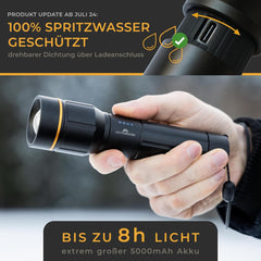 Zaklamp (2000 lumen, 5000 mAh accu) - zaklamp LED oplaadbaar - LED zaklamp extreem helder •