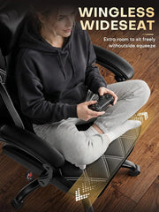 HLDIRECT Gamingstoel met massagefunctie en lendensteun voor volwassenen, Zwart