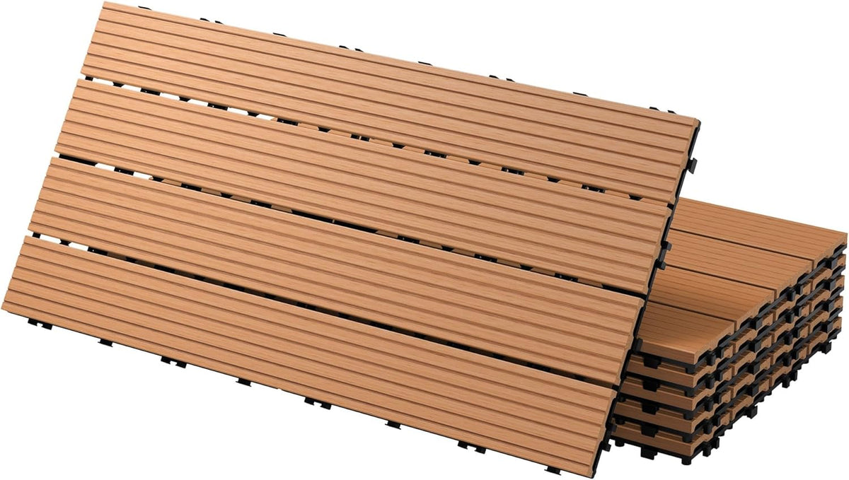 Terrastegels - Vlondertegels - Kunststof - 60x30 cm - 6 stuks - Lichtbruin - ECD Germany