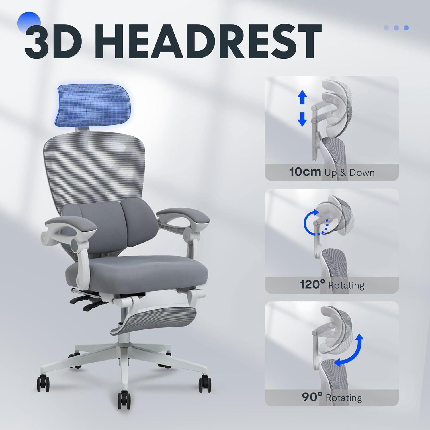 Ergonomische Bureaustoel -  Office Chair - Gamestoel - Volwassenen - Grijs - FLEXISPOT