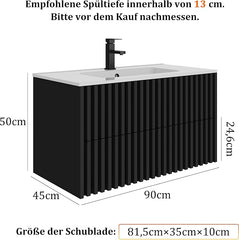 Wastafelkast - Wastafelmeubel - Wastafelonderkast - 80 cm - Zwart - UEV